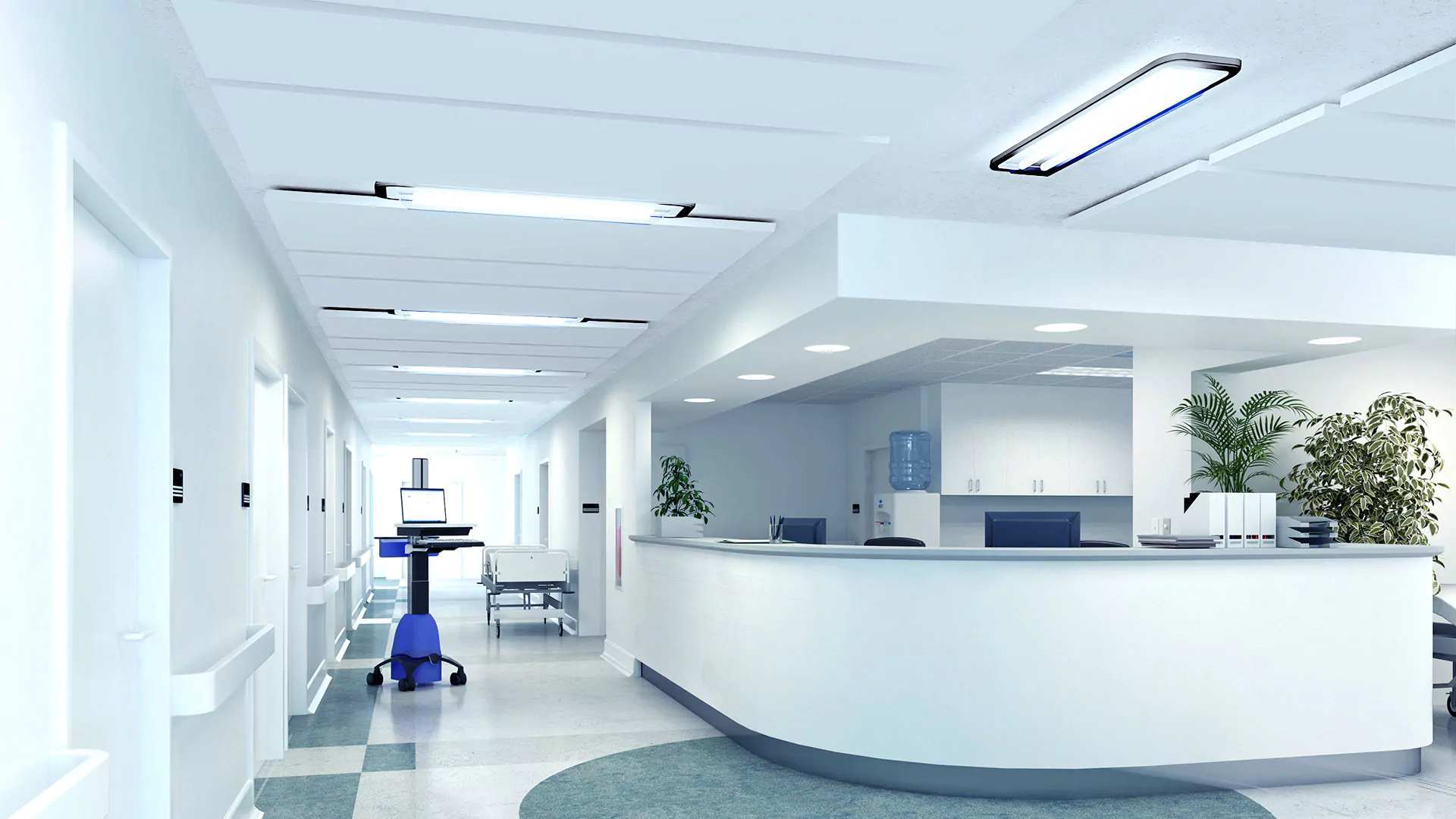 Healthcare reception with room acoustic solutions